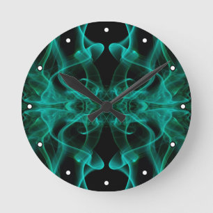 Green Smoke Symmetrical Minimalist Black Round Clock