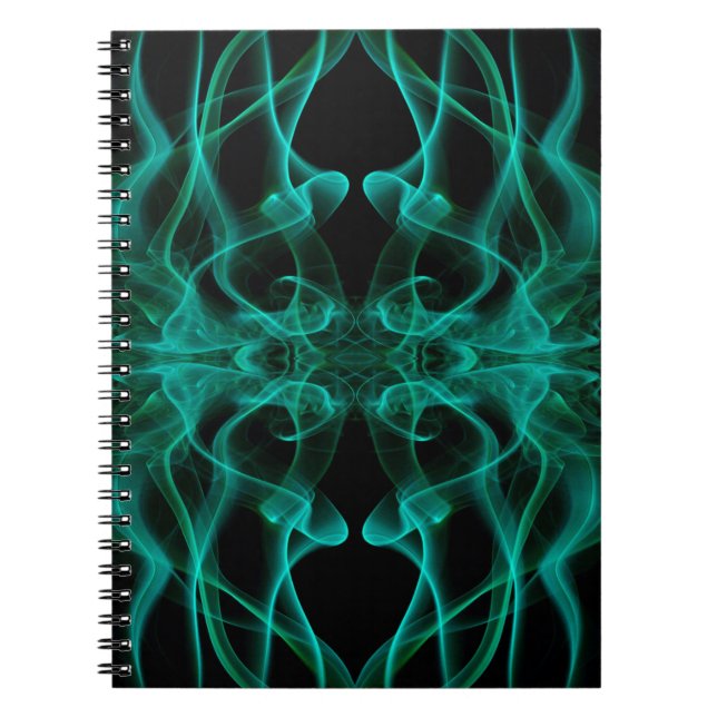 Green Smoke Symmetrical Minimalist Black Spiral Notebook (Front)