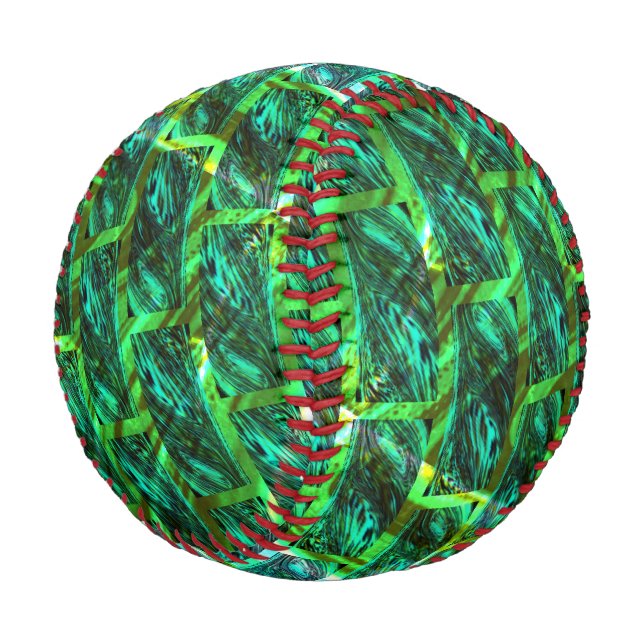 Green smudgy, scratched, grid or different brick? baseball (Angled)