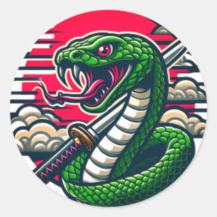 Green snake classic round sticker