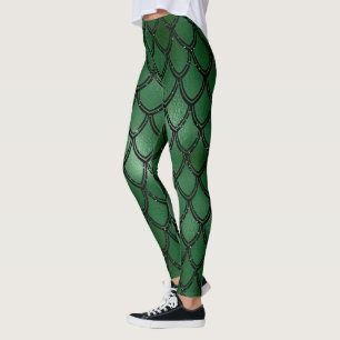 Green Snake Serpent Reptile Pattern Leggings