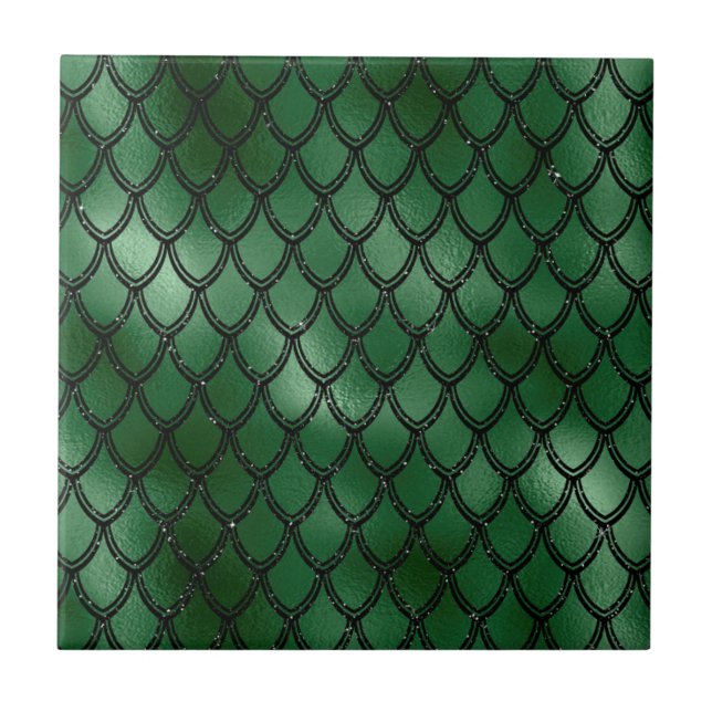 Green Snake Serpent Reptile Pattern Tile (Front)