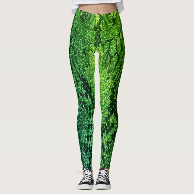 Green Snake skin style legging. Leggings (Front)