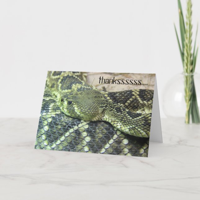 Green Snake Thank You notes, personalise text (Front)