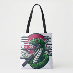Green snake tote bag