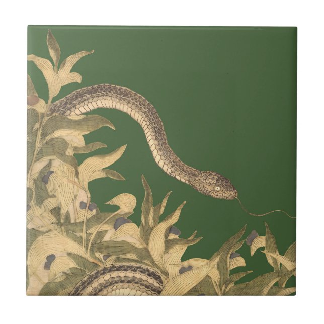 Green Snake Vintage Tile (Front)