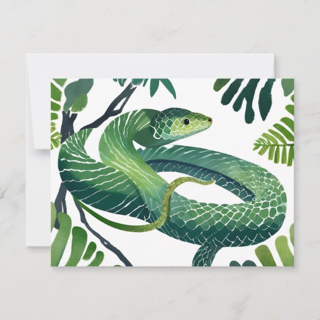 Green Snake | Year of the Snake Watercolor (Front)