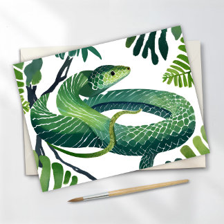 Green Snake | Year of the Snake Watercolor Postcard