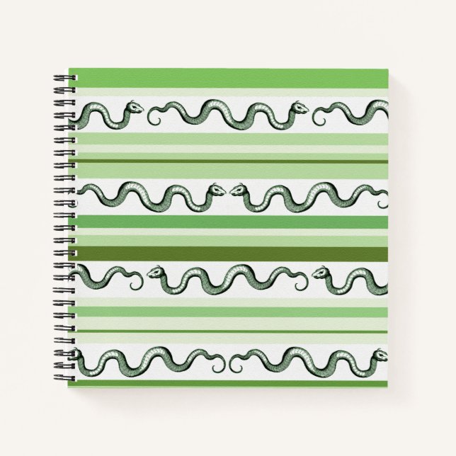 Green Snakes and Stripes Pattern Notebook (Front)