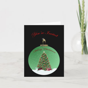Green Snow Globe Invitation