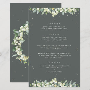 Green Snowberry+Eucalyptus 3 Course Wedding Menu