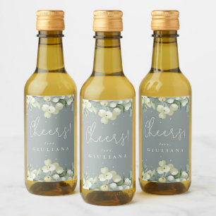 Green Snowberry+Eucalyptus Bachelorette Mini Wine Label