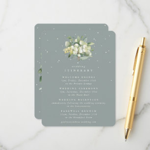 Green Snowberry+Eucalyptus Bouquet Itinerary Enclosure Card