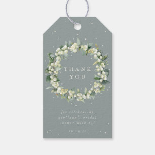 Green Snowberry+Eucalyptus Bridal Shower Thank You Gift Tags