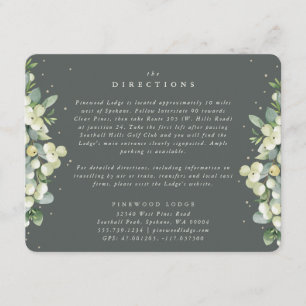 Green Snowberry+Eucalyptus Edged Directions Enclosure Card