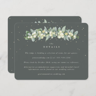 Green Snowberry+Eucalyptus Garland Wedding Details Enclosure Card