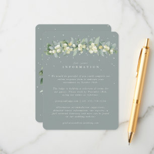 Green Snowberry+Eucalyptus Garland Wedding Info Enclosure Card