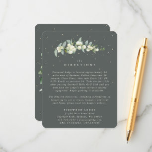 Green Snowberry+Eucalyptus Stem Wedding Directions Enclosure Card