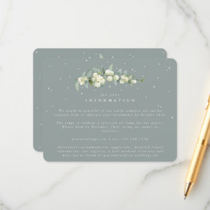 Green Snowberry+Eucalyptus Stem Wedding Info Enclosure Card