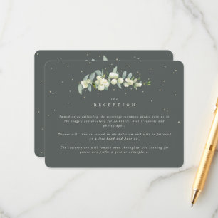 Green Snowberry+Eucalyptus Stem Wedding Reception Enclosure Card