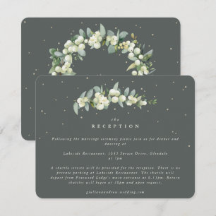 Green Snowberry+Eucalyptus Stem Wedding Reception Enclosure Card