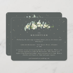 Green Snowberry+Eucalyptus Stem Wedding Reception Enclosure Card