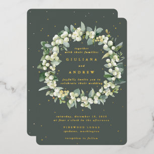 Green Snowberry+Eucalyptus Wreath Winter Wedding