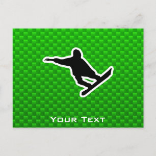 Green Snowboarding Postcard