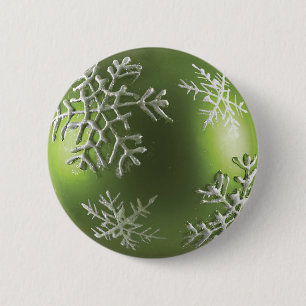 Green Snowflake 6 Cm Round Badge