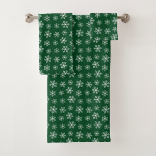 Green Snowflake Bath Towel Set