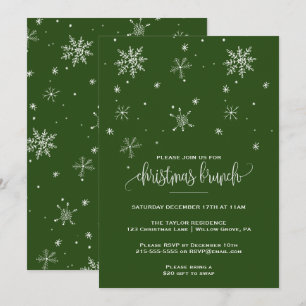 Green Snowflake Christmas Brunch Invitation