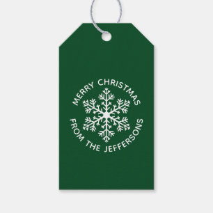 Green Snowflake Christmas Gift Tags