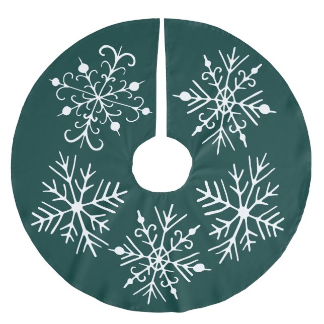 Green Snowflake Christmas Tree Skirt (Front)