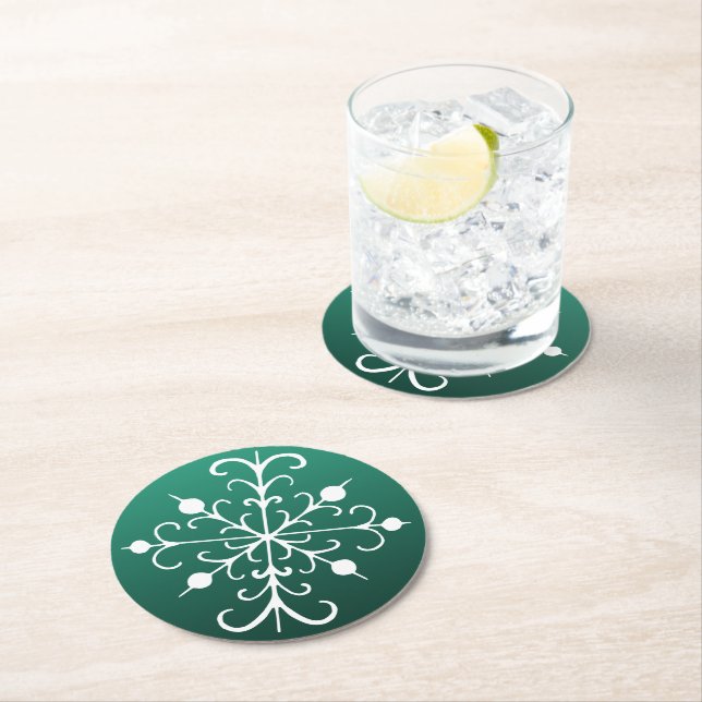 Green Snowflake Coasters (Insitu)