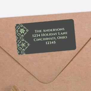 Green Snowflake Holiday Custom Return Address  Label