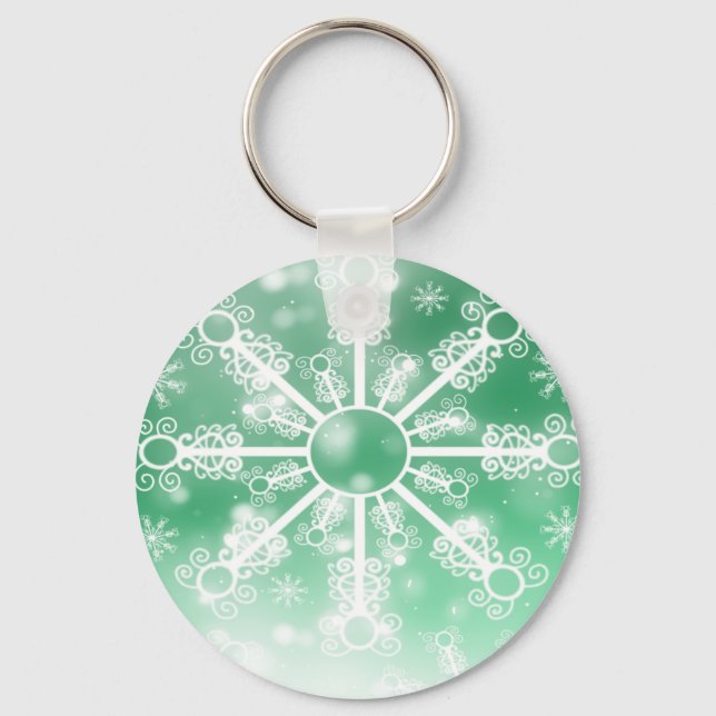 Green Snowflake Key Ring (Front)