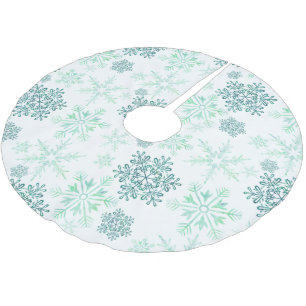 Green Snowflake Pattern Brushed Polyester Tree Skirt