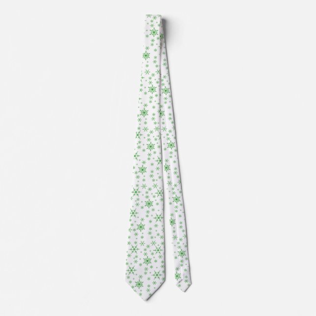 Green Snowflake Pattern Tie (Front)