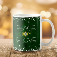 Green Snowflake Peace Joy Love Bold Modern Holiday