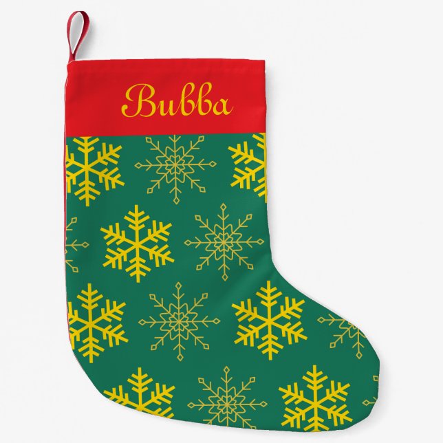 Green Snowflake Small Christmas Stocking (Front)