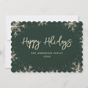Green Snowflake Snow Winter Holiday Card