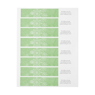 Green Snowflake Swirls Holiday Address Labels