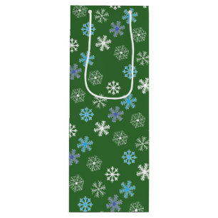 Green Snowflake Wine Gift Bag