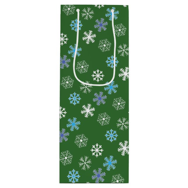 Green Snowflake Wine Gift Bag (Front)