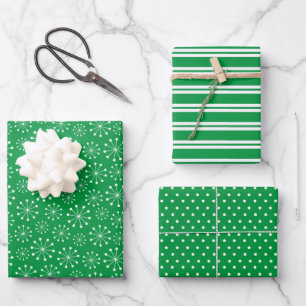 Green Snowflake Wrapping Paper Sheet
