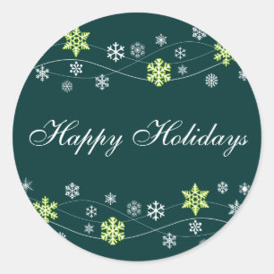 Green Snowflakes Holiday Stickers