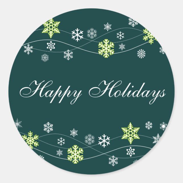 Green Snowflakes Holiday Stickers (Front)