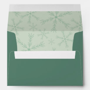 Green Snowflakes Merry Christmas Return Address Envelope