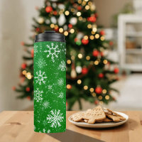 Green Snowflakes Pattern Festive Winter Holiday
