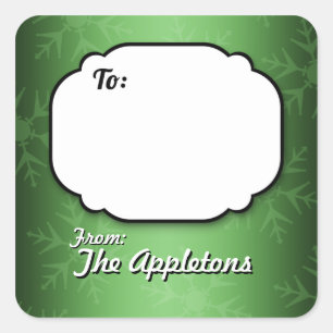 Green Snowflakes Personalised Gift Tag stickers